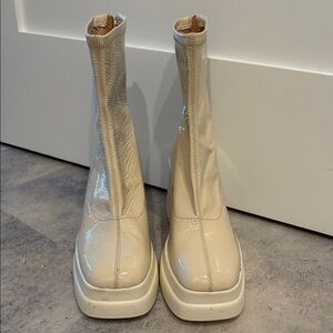 Free People Cream Heeled Boots